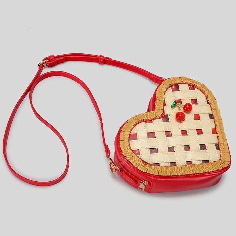 Sweet Love Hearts Shaped Crossbody Bag for Women Cute Cherry Ornament Red Shoulder Bags for Girls Funny Small Phone Purses 2025W251028