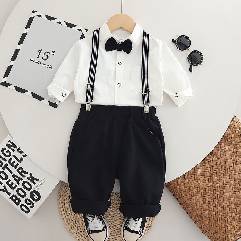 Free Shipping 2025 Solid Color Overalls Set, Spring Autumn 2-Piece Outfit, Fashion Casual Clothing for Baby Boy & Toddler
