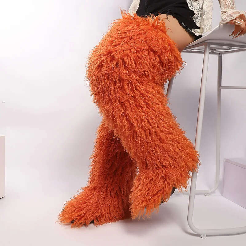 Women's Winter Plush Knee-High Over-The-Knee OTK With Thick Rubber Sole & Slip-On/Fasten Closure, Round Toe Warm Snow Boots For Cold Weather, Par