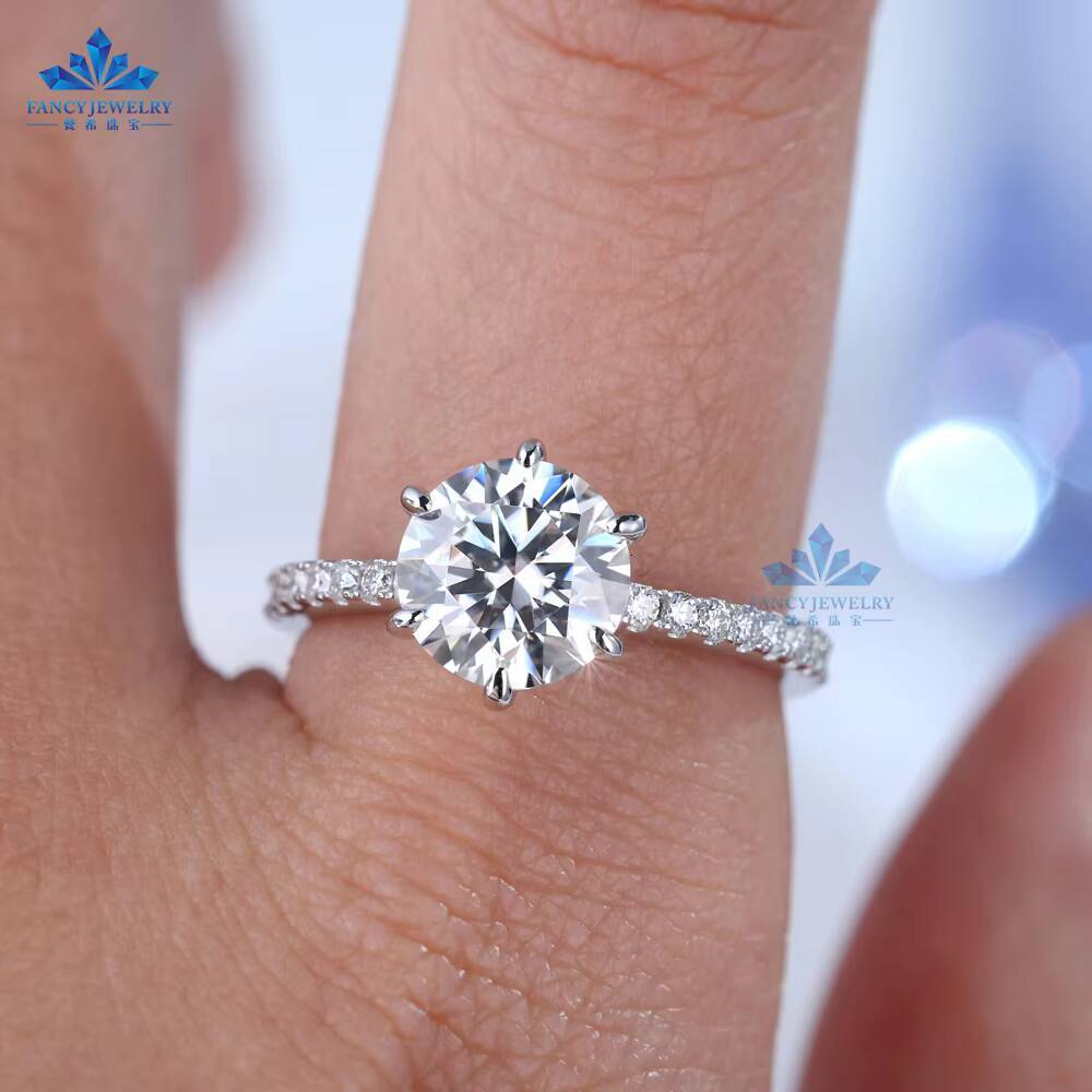 925 Sterling Silver Promise 1CT 2CT 3CT S925 Solitaire Halo Wedding Engagement Moissanite Ring for Women