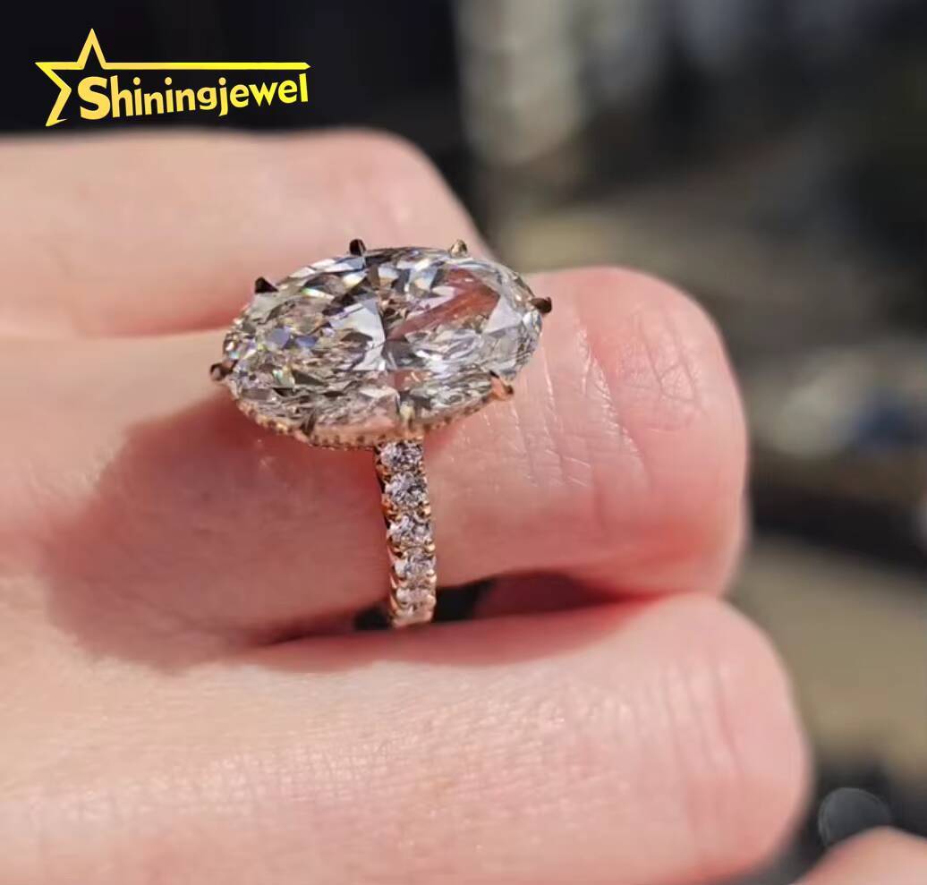 Solitaire Ring 10K 14K 18K Yellow Gold Oval Cut 5ct IGI Report Lab Diamond CVD Diamond Ring for Women Mothers Day