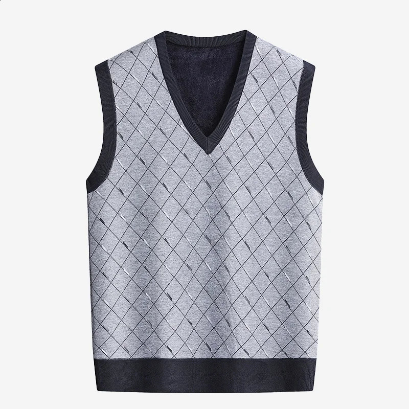 Autumn Winter Mens Sweater Vest Casual Sleeveless Knit Waistcoat Men Fashion Vneck Cardigans Man Clothes Knitted 251016