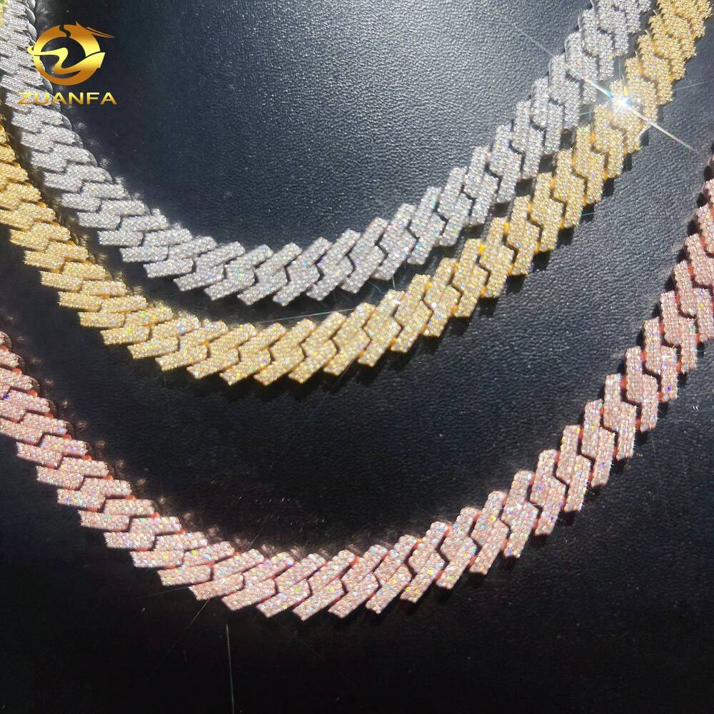 10mm VVS Moissanite Diamond Pass Diamond TesterLuxury 925 Sterling Silver Hip Hop Diamond Cuban Link Chain