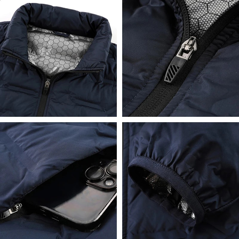 Men White Duck Down Jacket Warm Thick Stand Collar Windproof Puffer Mens Lightweight Coat Casual High Quality Male 251027