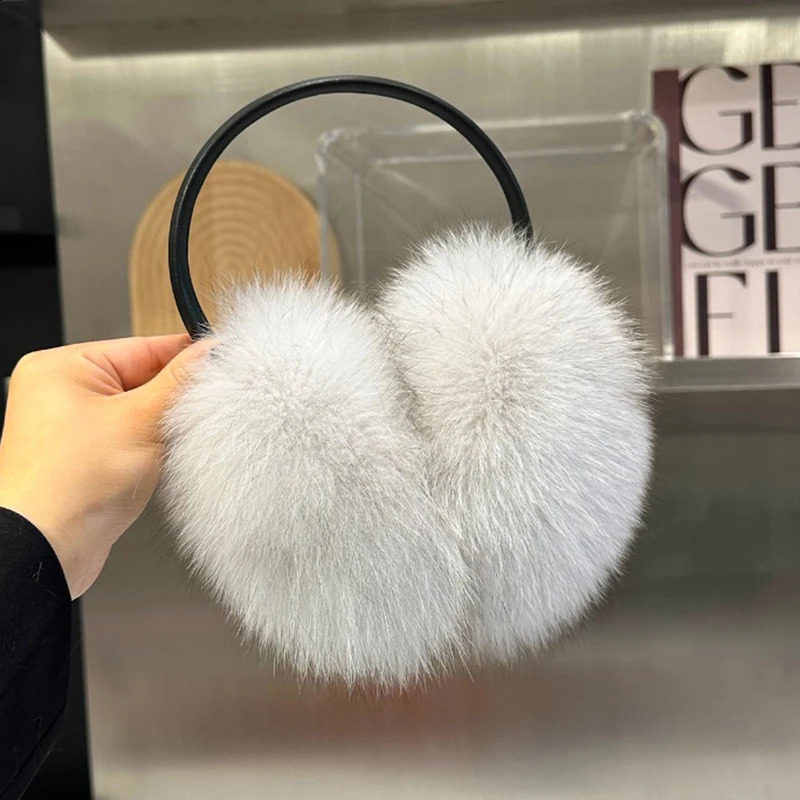 Winter Real Fox Fur Earmuffs for Women Natural Fox Fur Scarves Dual use Genuine Warmer Plush EarMuff Outdoor Solid Fur Scarf 251027