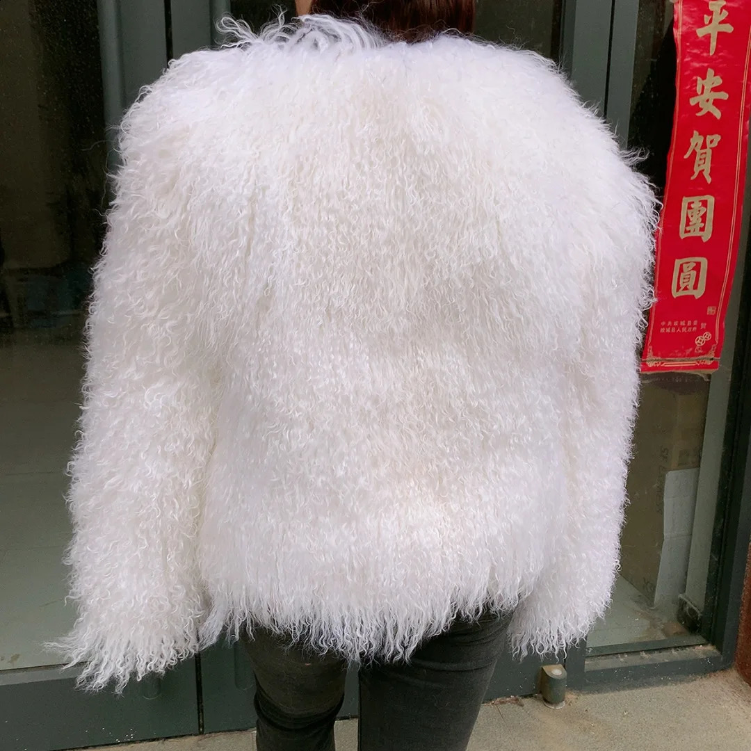 Womens real Mongolian sheepskin coat winter fashion trend curly fur 251014