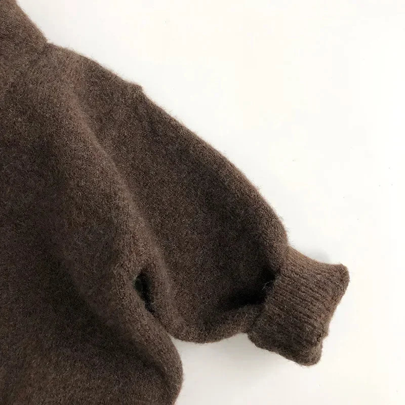 4424 Childrens Sweater Autumn and Winter Retro Baby Boys Knitted Sweater Lapel Pullover Coat 251027