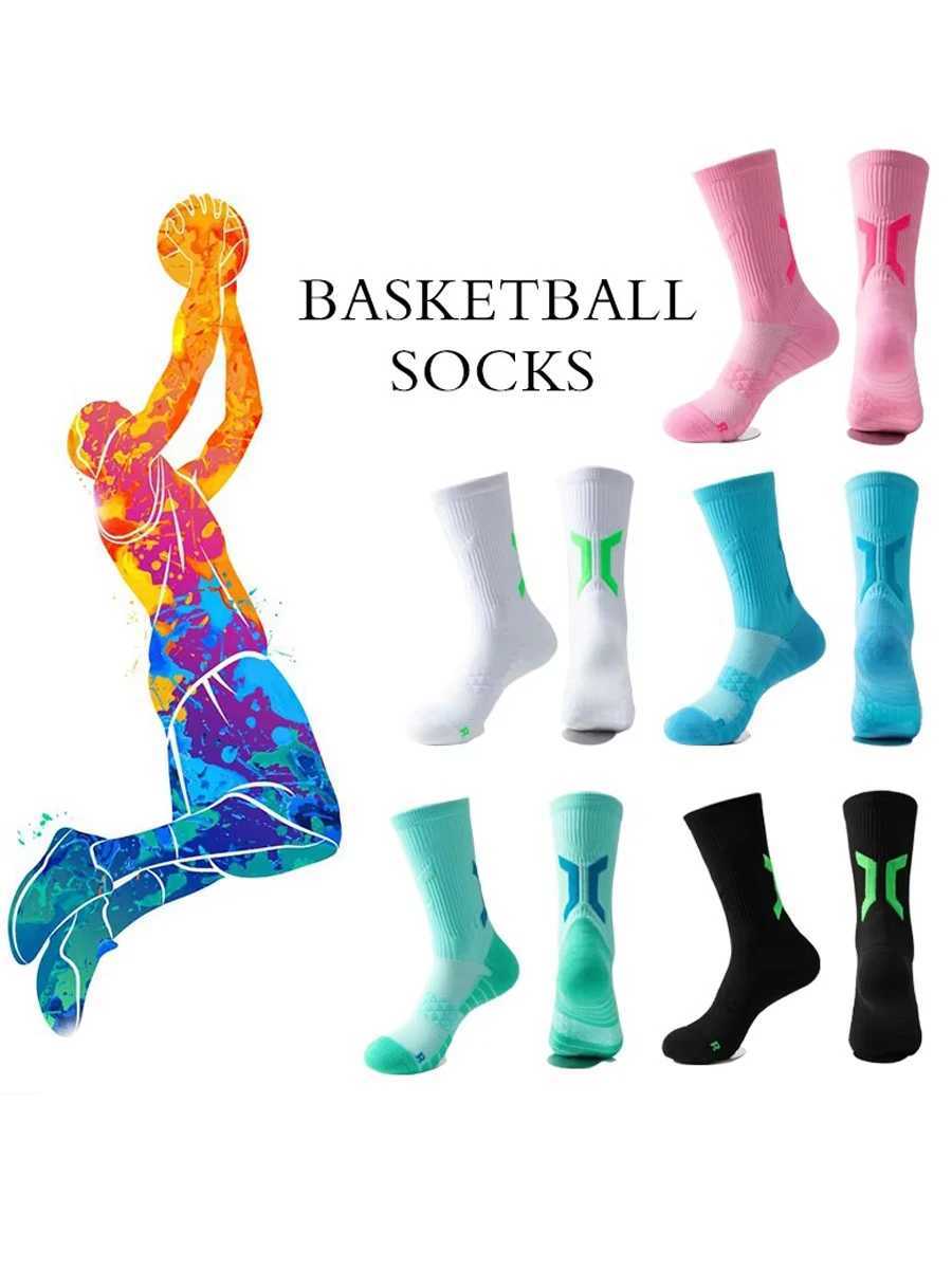 13 pairs professional mens basketball socks with thick towel bottom breathable sports socks mens long badminton socks J251028