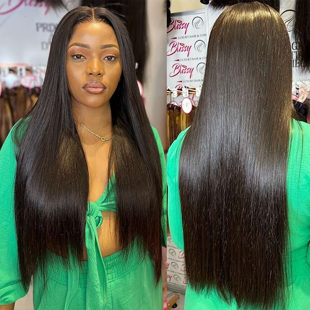 12A High Quality 13X6 Transparent Frontal Wig Pre Plucked Hairline India Remy Straight Lace Front Human Hair Wigs For Women 180% Density Natural Color