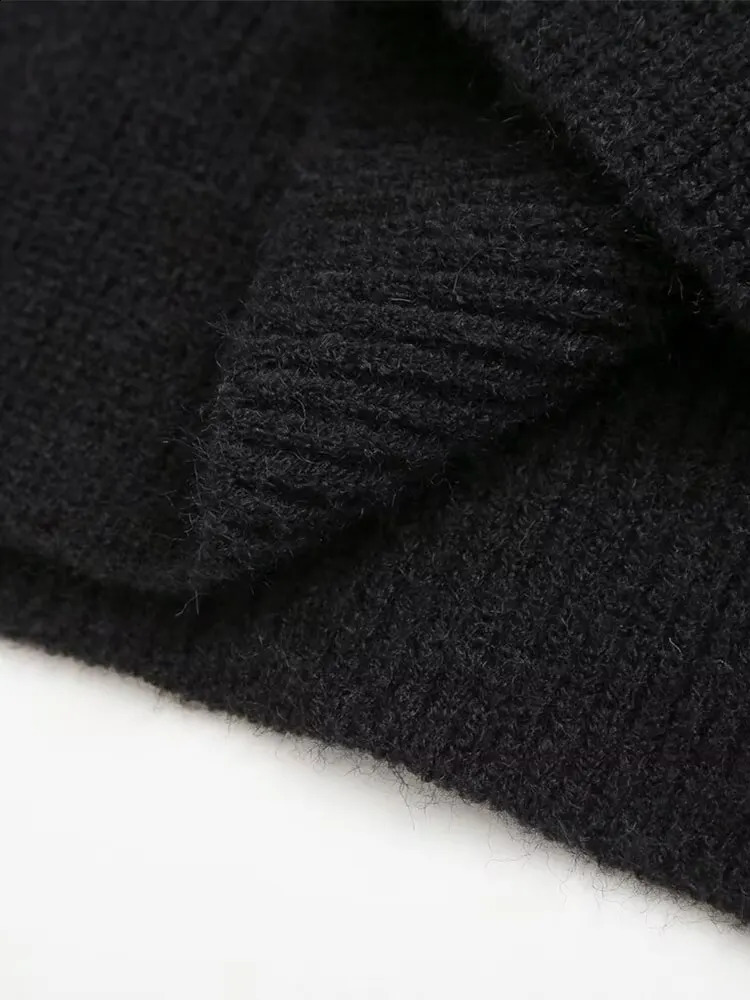 Womens Pullover Knit Top Patchwork Clash n Turtleneck Sweater Crew Neck Black Basic Warm Womens 251027