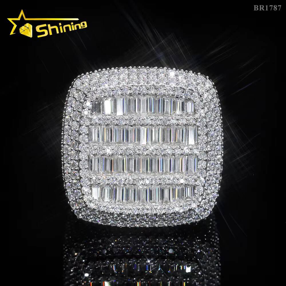 Luxury Style Ready to Ship Lab Diamond Jewelry Custom Ring Silver 925 Vvs Moissanite Iced Out Hip Hop Jewelry Mens Ring
