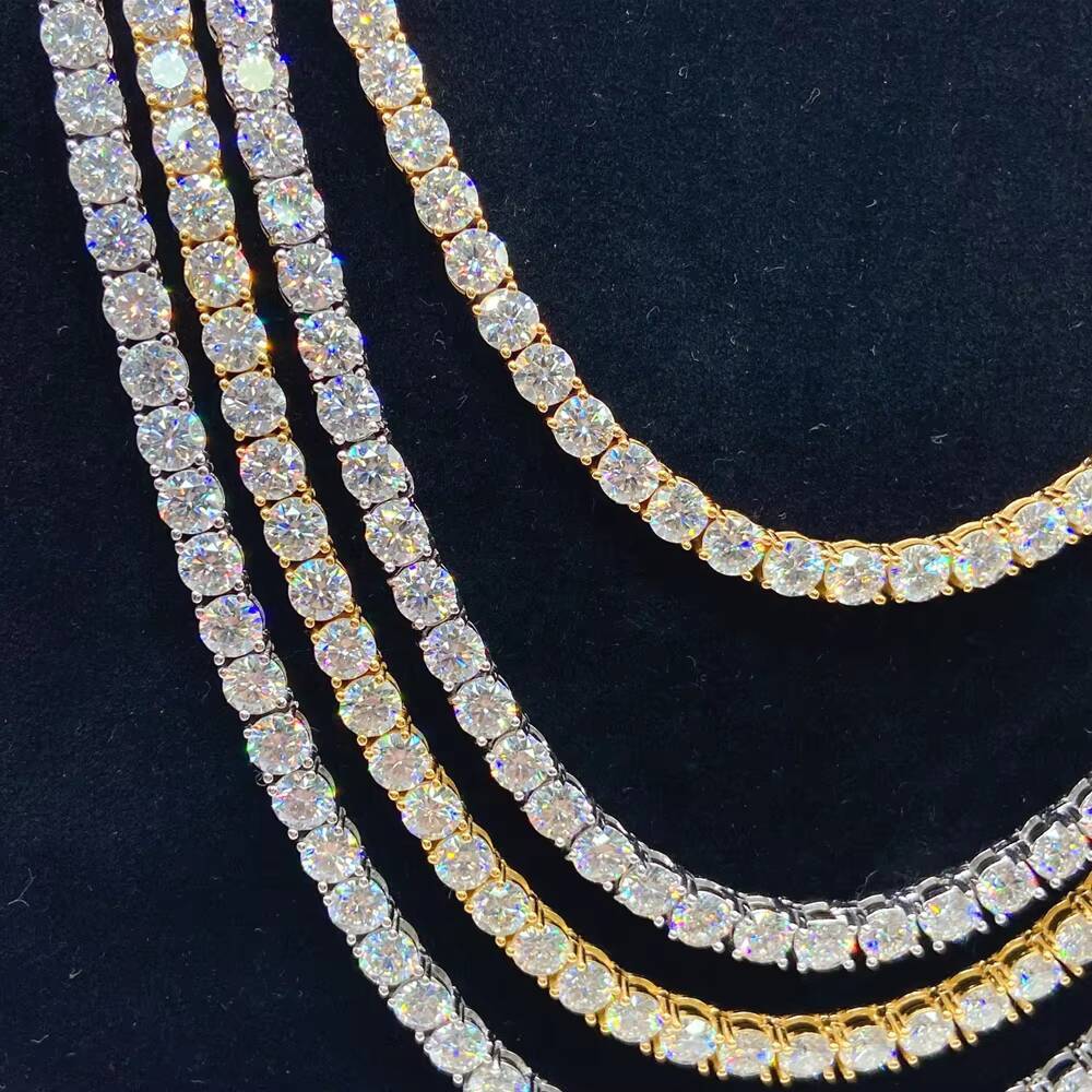 Wholesale 925 Silver 14k 18k Gold Plated Diamond Men Tennis Bracelet Chain 2mm 3mm 4mm 5mm 65mm Vvs Moissanite Tennis Necklace