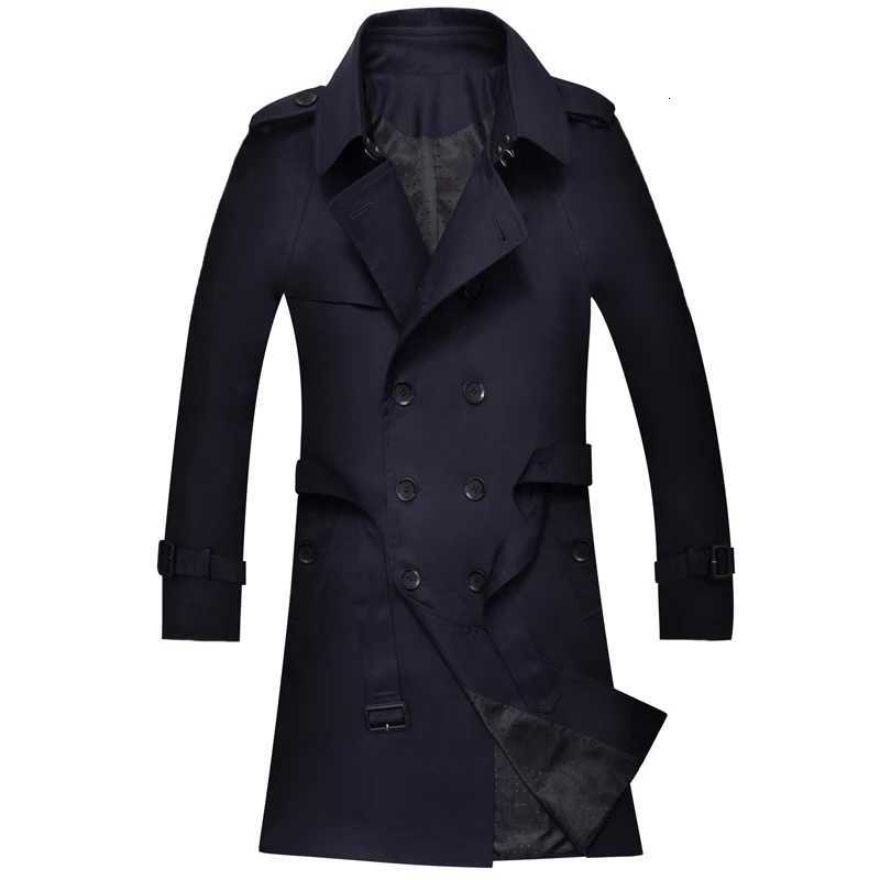 Mens MediumLong Khaki Trench Coat Single Breasted Slim Fit Monochrome 3XL Spring Autumn Wear X2510281