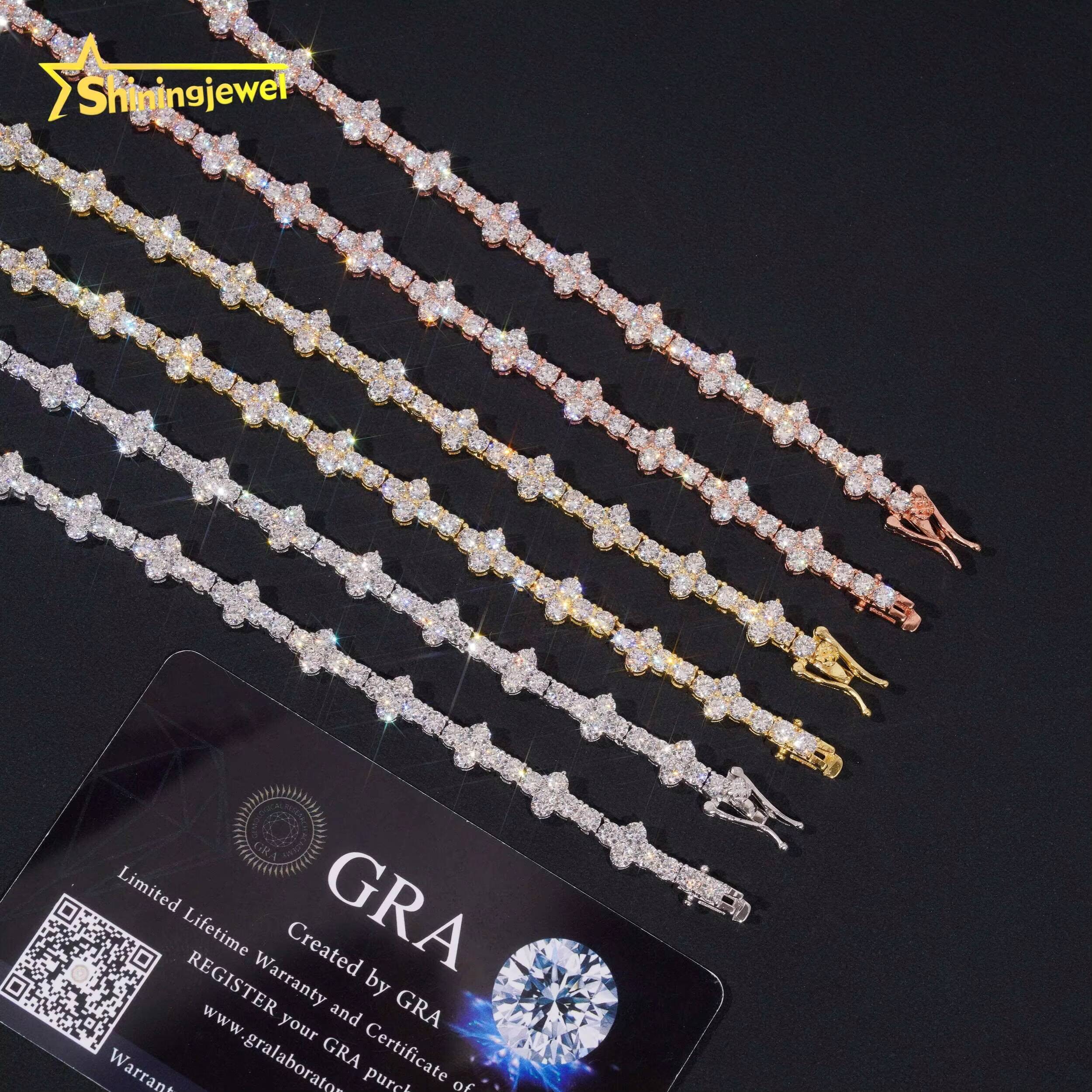 Pass Diamond Test VVS Moissanite Cross Tennis Bracelet S925 Gold Plated Hot Sale Luxury 3mm Moissanite Hip Hop Jewels