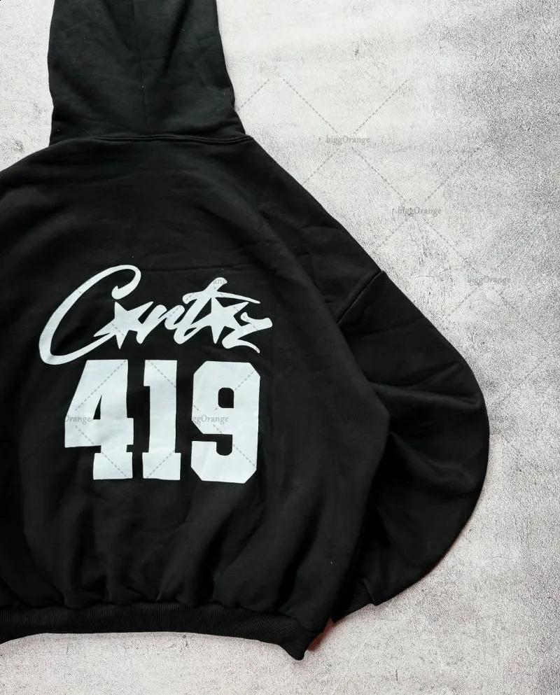 Harajuku Retro Striped Letters Fashion Oversized Sweatshirt Men American Street Hiphop Casual Punk Y2K Loose Hoodie Women 251027