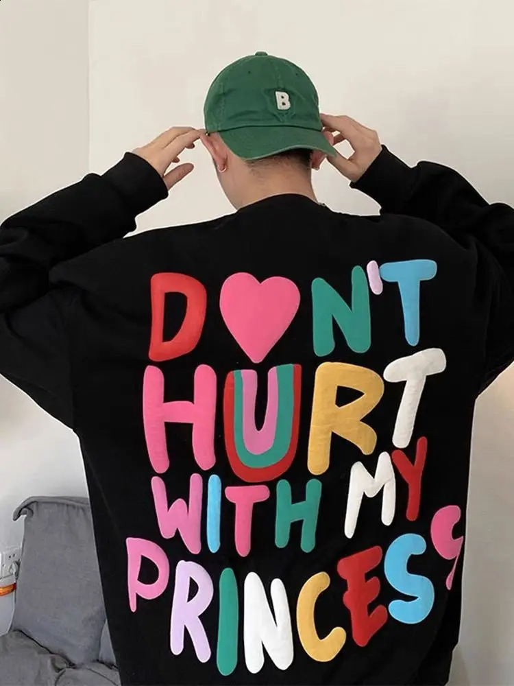 Letter Print Sweatshirts for Men Hip Hop Welcome Deal Y2k Clothes Aesthetic No Pastel Color Warm Black Man Pullover 251027