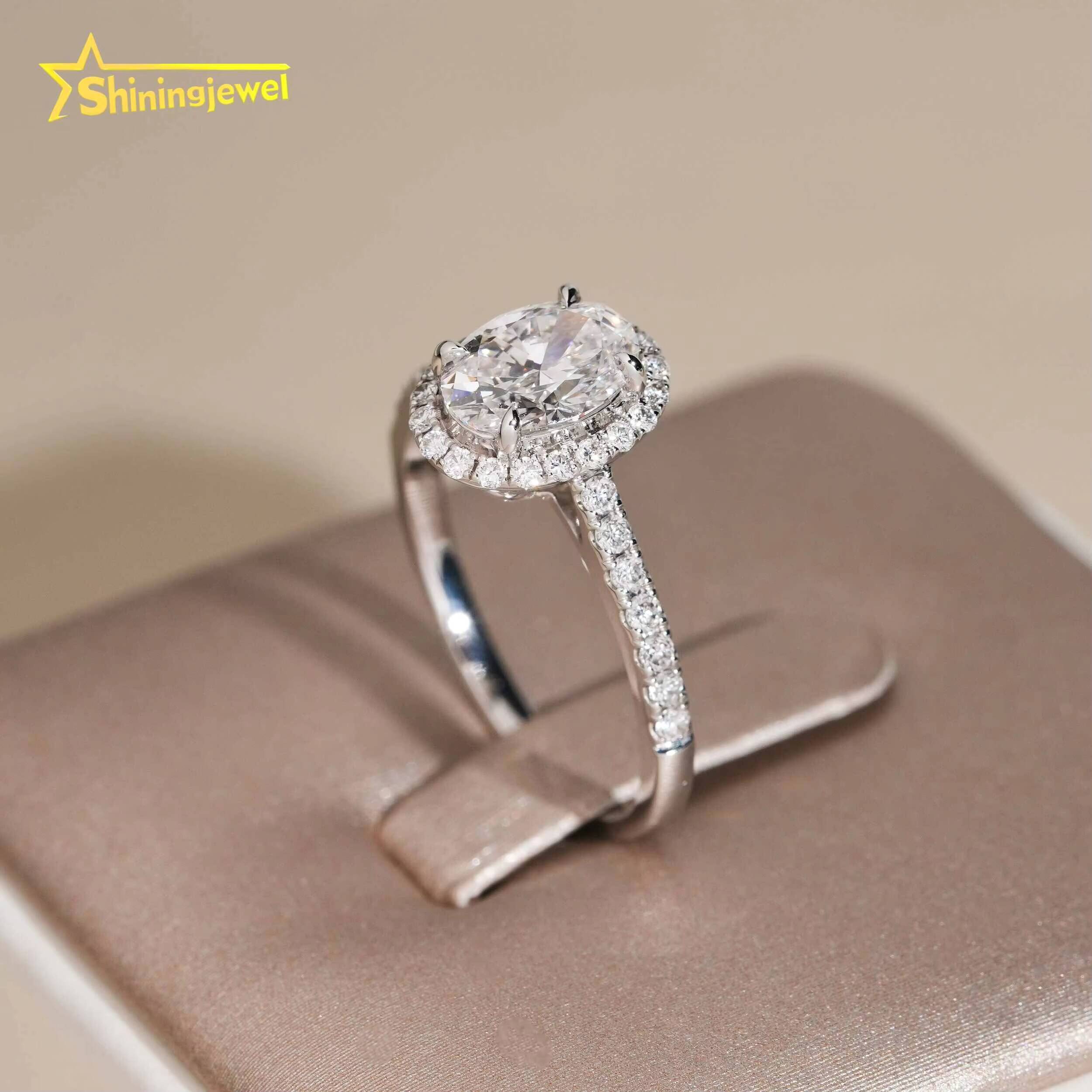 Women Jewelry Oval Cut Diamond Ring 14K Solid White Gold Jewelry Lab Grown Diamond Wedding Engagement Rings IGI Certificate