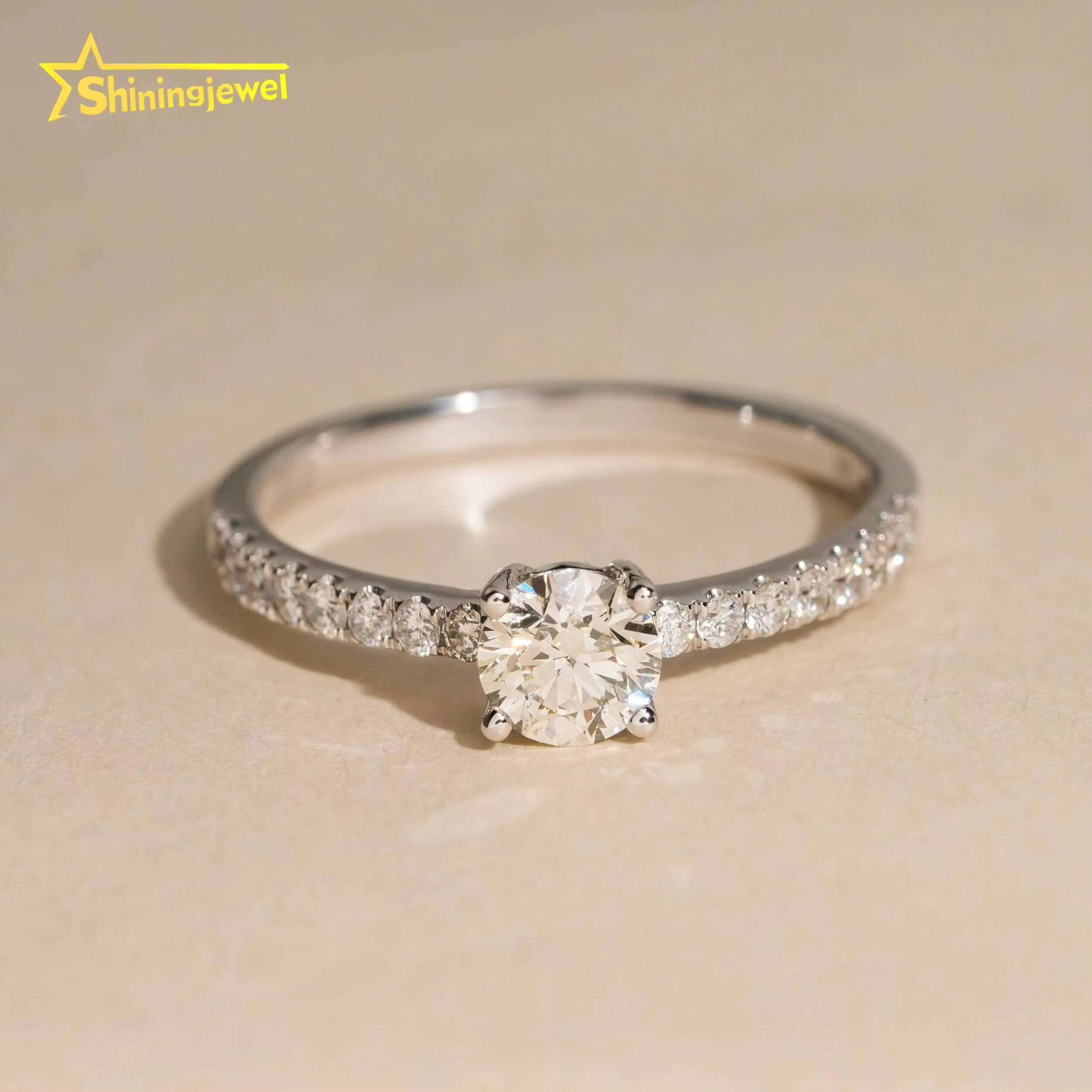 Classic Design Natural Diamond Rings 14k Gold Wedding Ring Engagement Women Fine Jewelry Custom Real Gold Rings