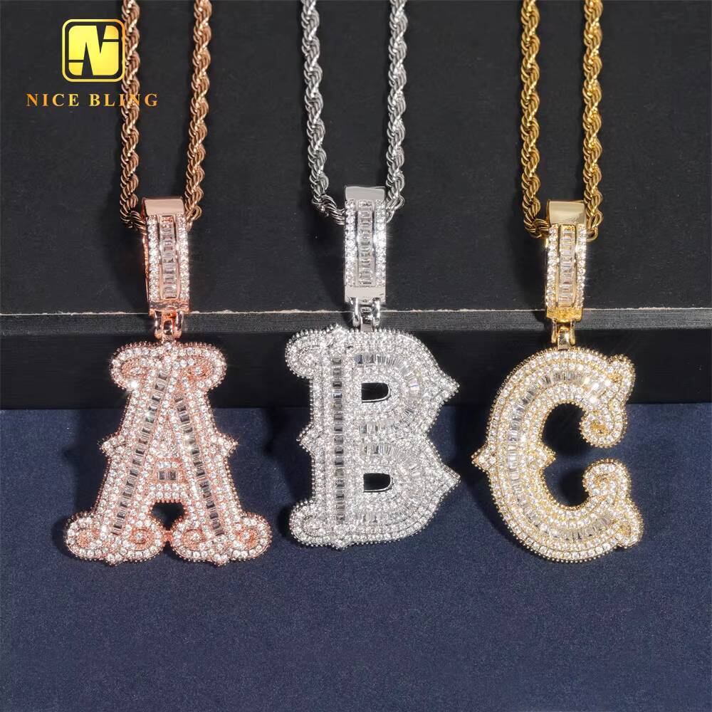 925 Sterling Silver Letter Pendant Ice Out Custom Hip Hop Moissanite Diamond Jewelry VVS Moissanite Initial Pendant