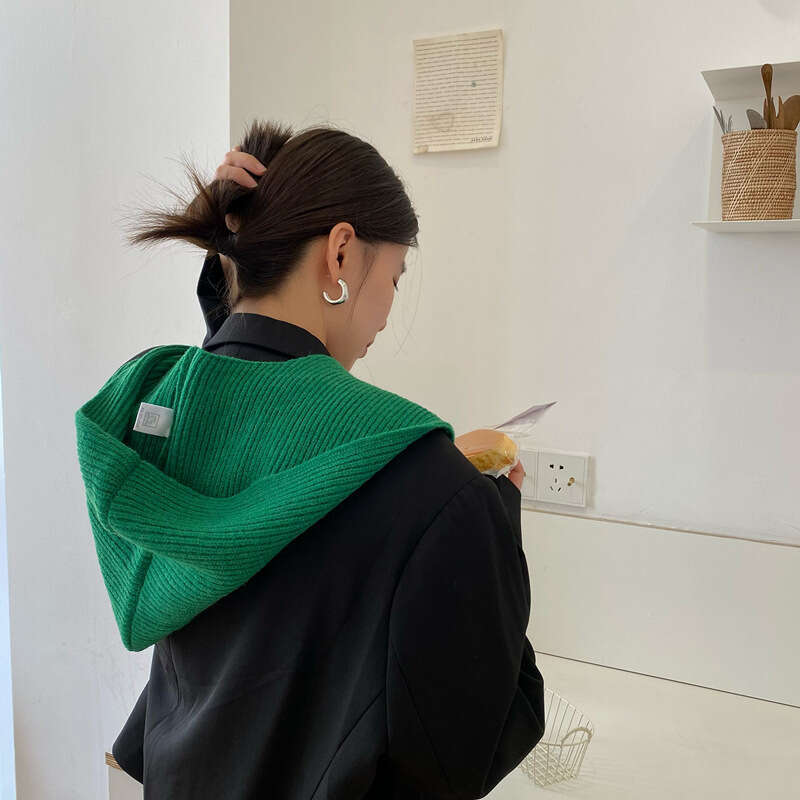 Style Blogger BI Casual Hat Scarf Neck Warmer Integrated Shawl Fake Collar Student Korean Version Autumn Winter Warm