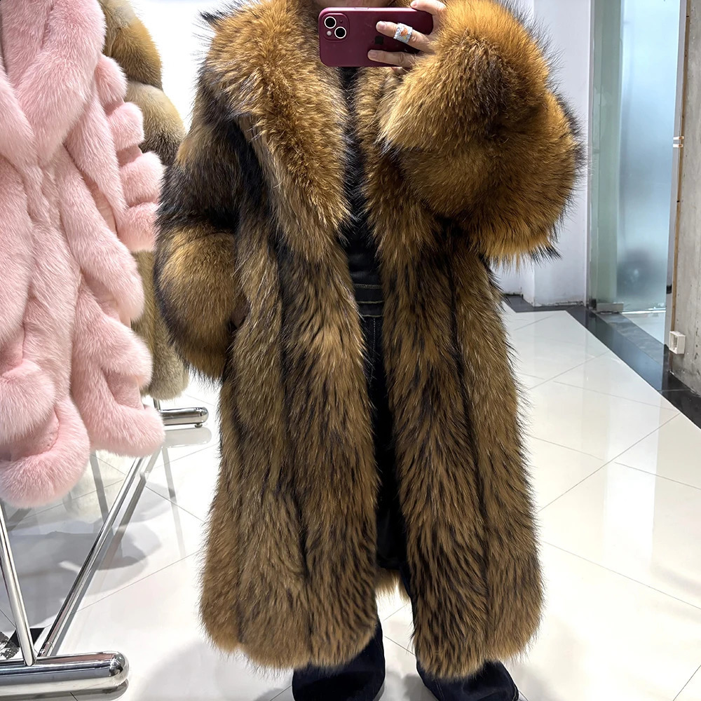 YOLOAgain High Quality Long Real Fox Fur Jacket Coat Women 2025 Winter Warm Natural Fur Coat Female 251027