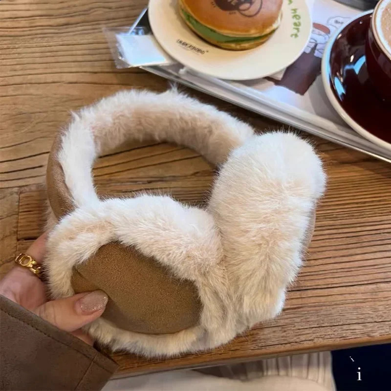 Fashion Plush Ear Muffs Foldable Thicken Wool Ear Cover for Women Men Winter Warm Suede Earflap Outdoor Cold Protection Earmuffs 251027