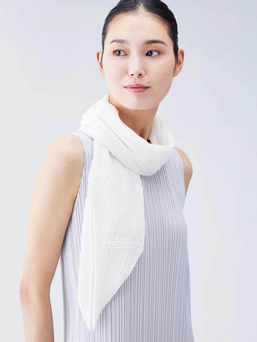 Miyake Pleated Women Scarf Shawl Fabric Korean Fashion Thin Sunscreen Scarf Foulard Femme Luxe Marque Hijabs for Woman 251027