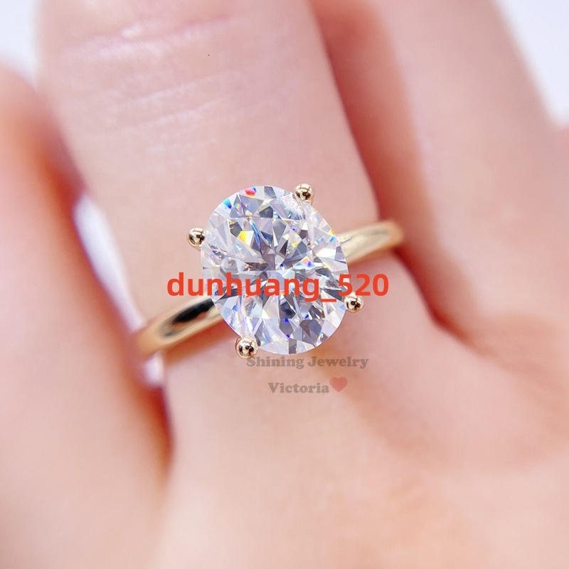 GRA Certificated Wedding Jewelry 10K Solid Gold Engagement Ring Moissanite Oval Cut