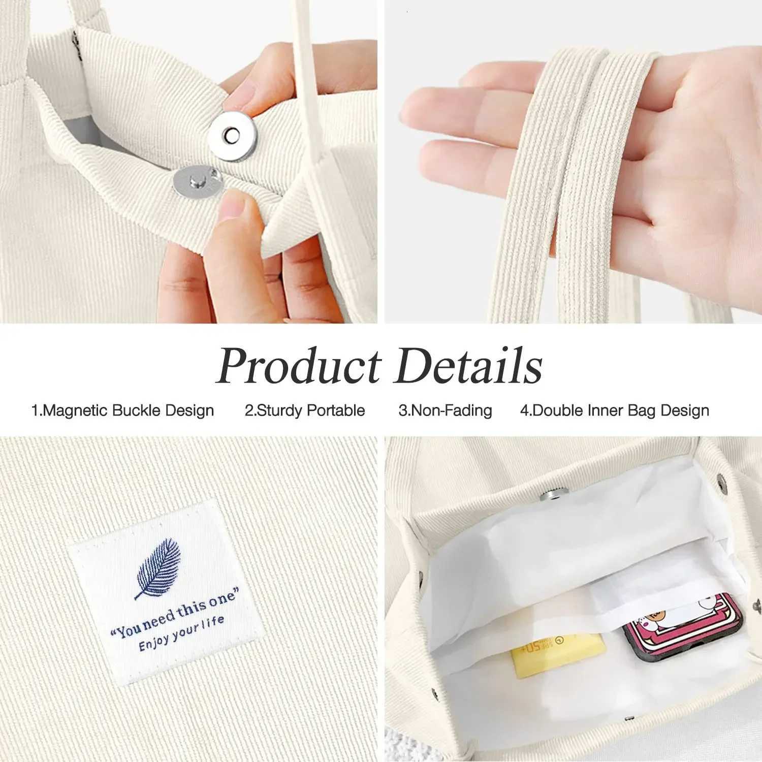 Large Capacity Corduroy Tote Bags for Ladies Simple Striped Handbags for Daily Travel Use Fluffy Tote Bags Gifts for Women GirlsW251028