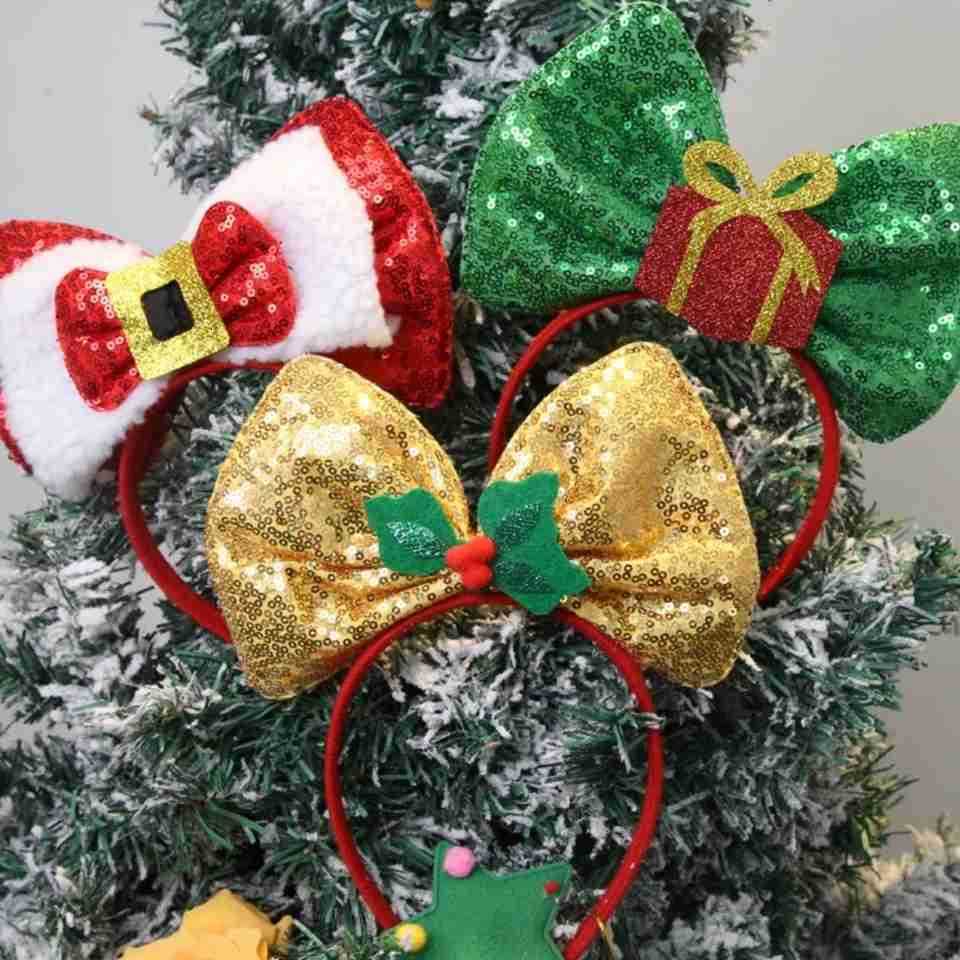 Disney Christmas Sparkling Sequined Christmas Hair Bows from : Ideal Party Supply for Young Girls designer H251119