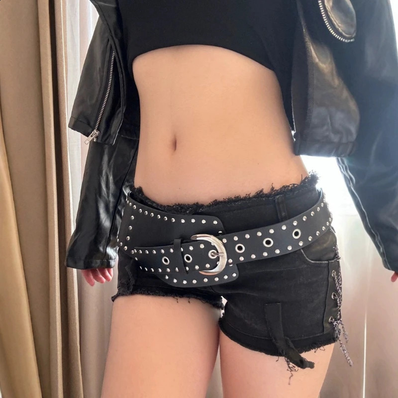 Y2K Rivet Irregular Wide Belt Women Punk Curved Small Curved Piece PU Pin Buckle Fashion Belt Spice Girls Dress Jeans Decoration 251027