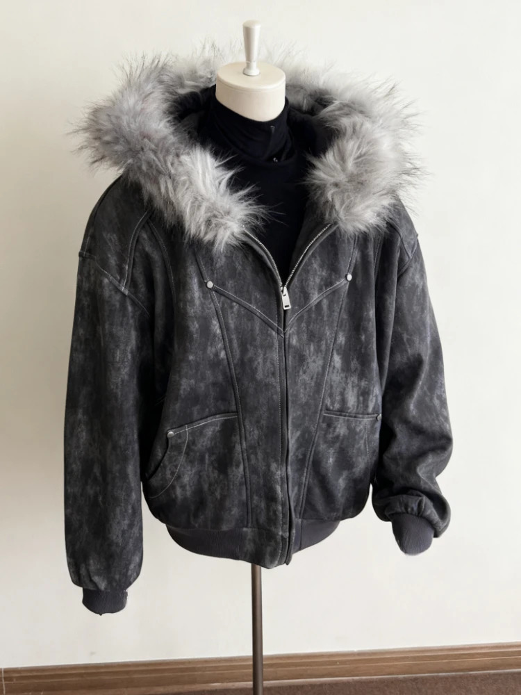 Subculture Harajuku Vintage Safari Coats with Hooded Women Zipper Sweatshirts Casual Streetwear Grunge Jacket Y2k Stand Neck 251028