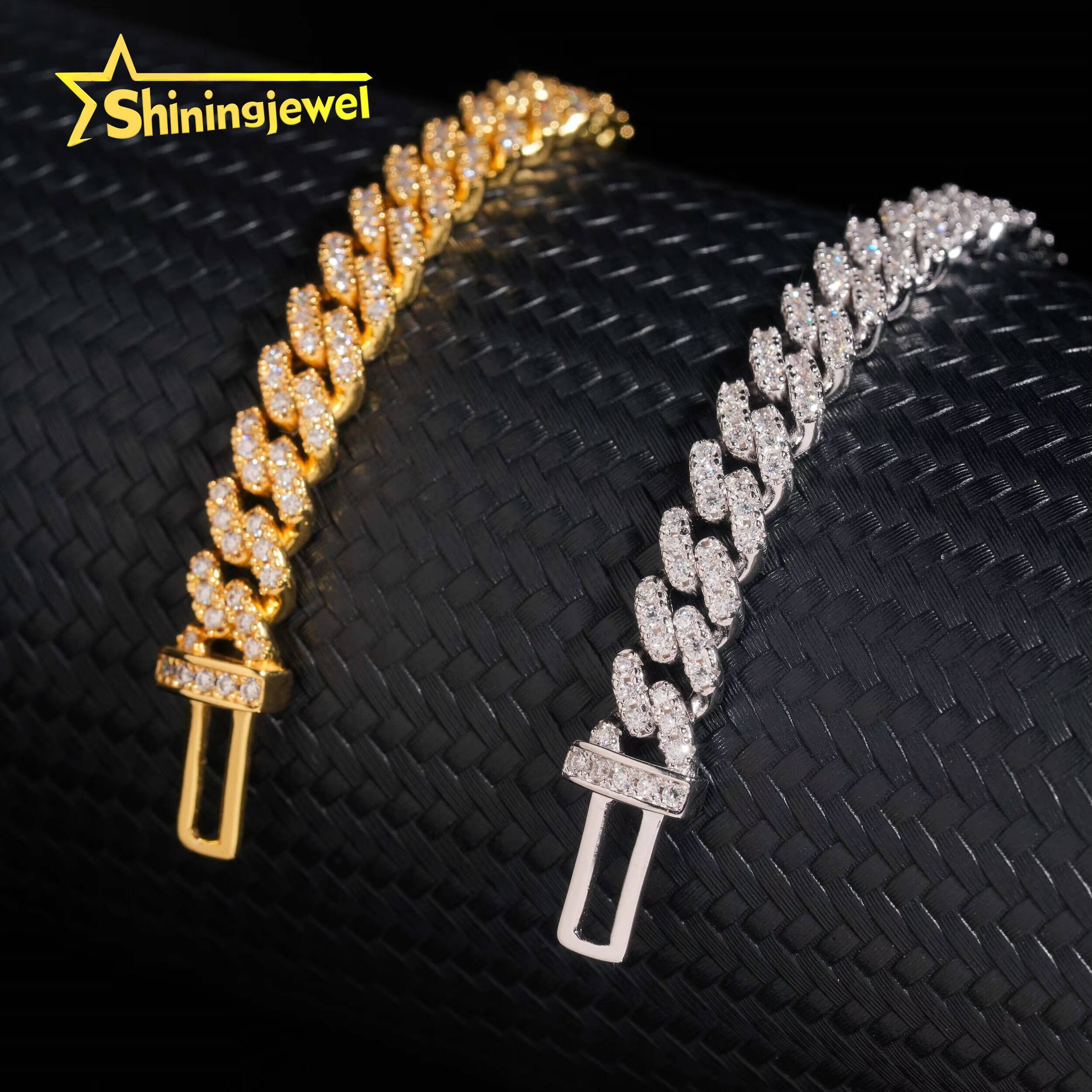 Hip Hop Jewelry 925 Sterling Silver 6mm Fully VVS Moissanite Cuban Bracelet GRA Iced Out Mens Womens Moissanite Bracelet