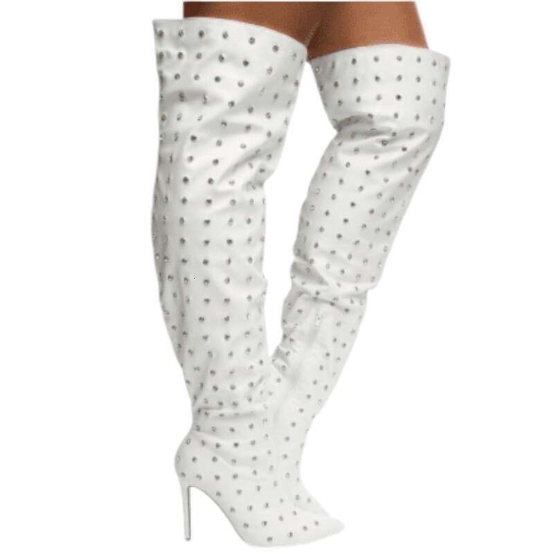 All Rhinestone Over The Knee Thigh High Boots