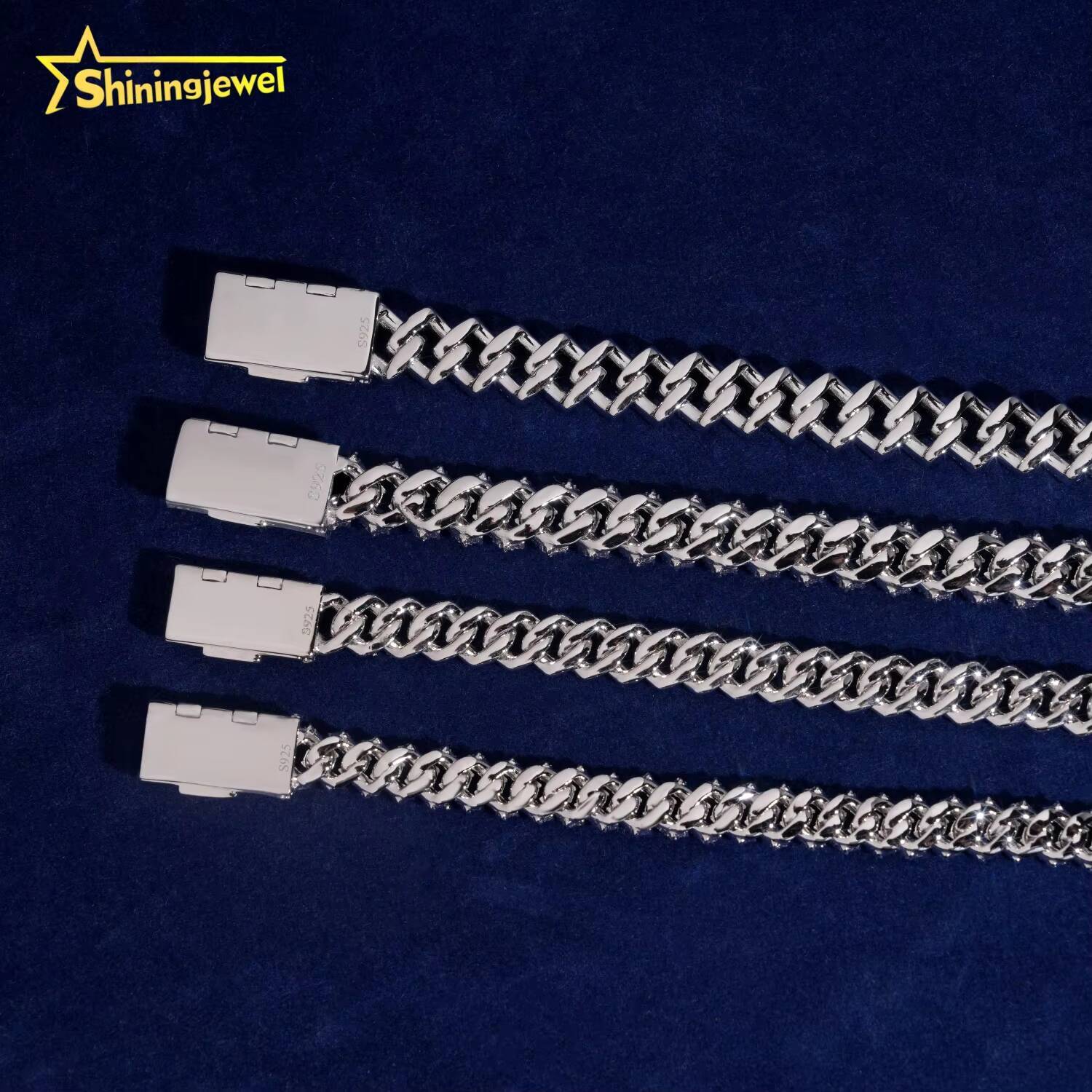 Hot Sale 4Styles 8mm 10mm Bracelet Iced Out VVS Moissanite 925 Silver Hip Hop Diamond Jewelry Miami Cuban Link Chain Bracelet