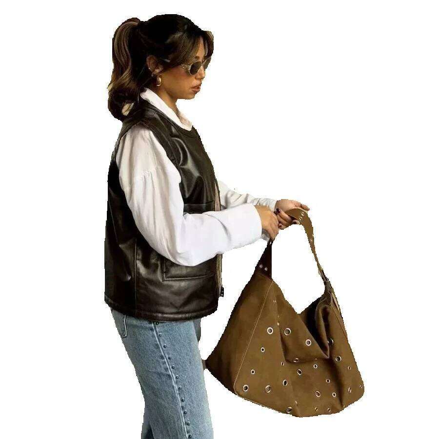 Spring Summer New High-End Hollow Out Underarm Single Shoulder Hole PU Leather Small Bag For Women Cowhide Woven Bag