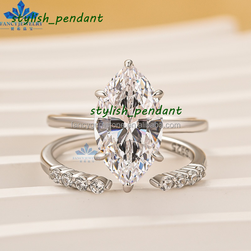 Custom IGI Gia Certified CVD HPHT Lab Created Grown Diamond Marquise Cut 10k 14k 18k Solid Gold Engagement Rings for Women Men