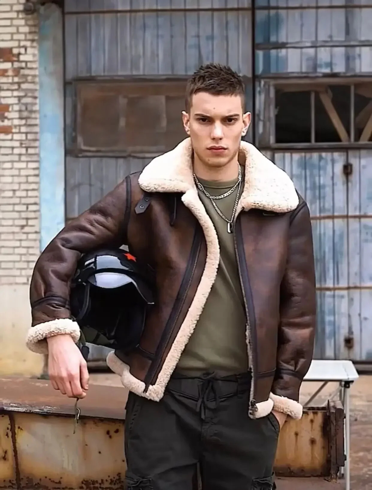 Vintage Winter Fashion Mens Genuine Leather Coat Male Pilot Biker Jacket Thick Warm Wool Liner Brown Oversize 62 64 66 251027