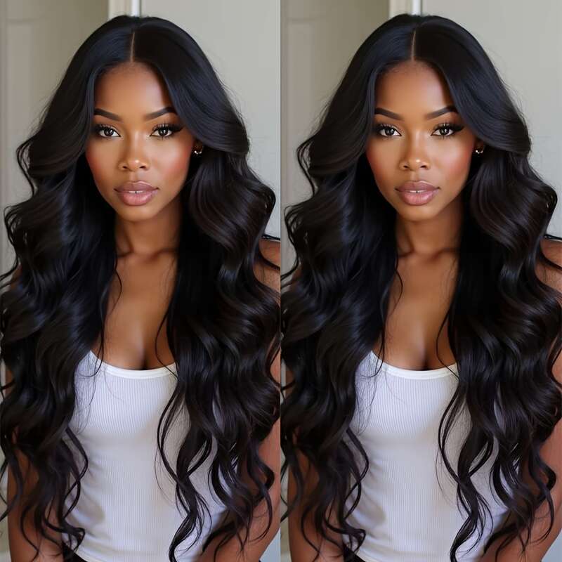 Glueless 180 Density 4X4 Body Wave Front Pre Plucked With Baby Human Hair For Women 12A HD Transparent Lace Frontal Wigs Natural Black