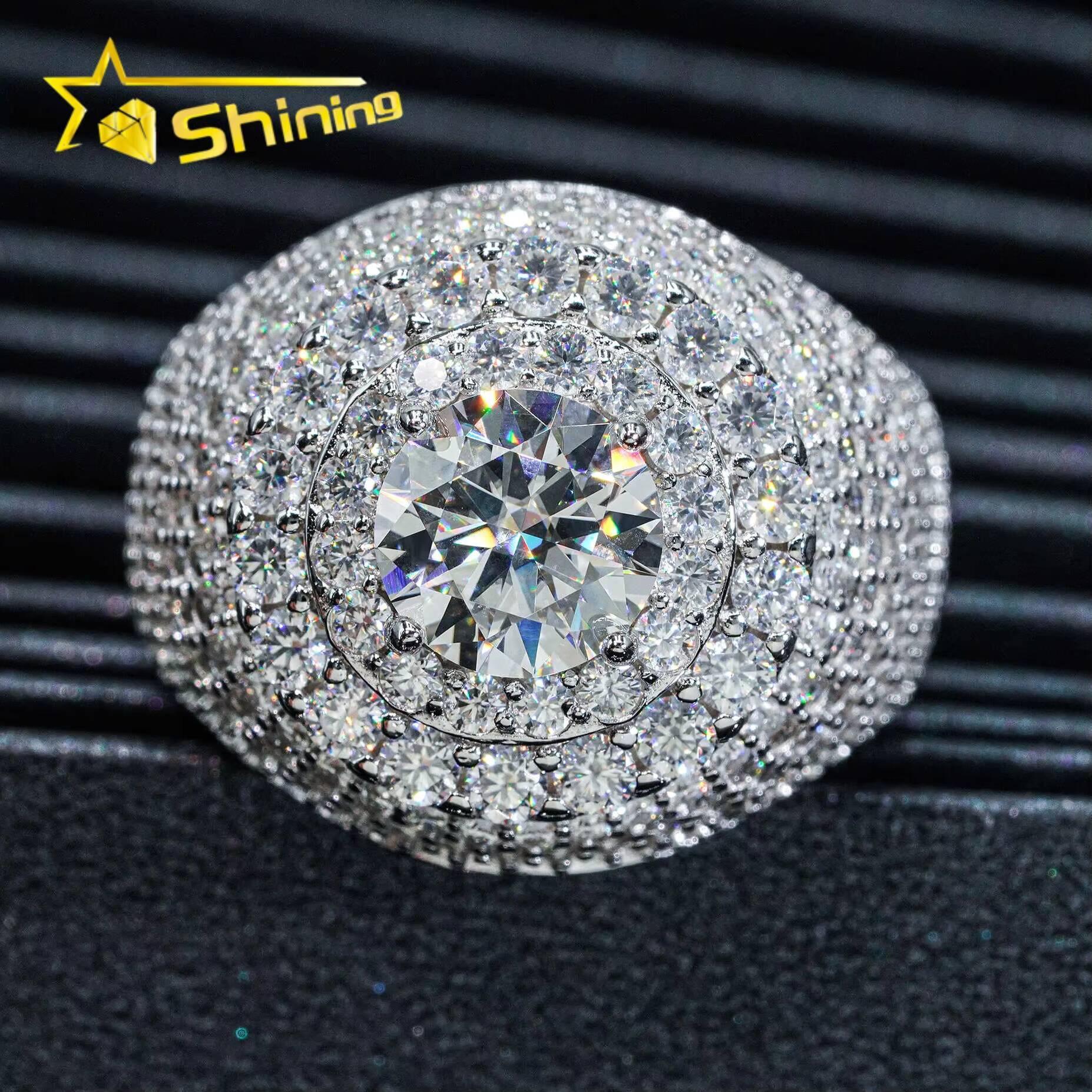 Pass Diamond Tester Iced Out Men Rings 925 Silver Fashion Moissanite Ring Hip Hop Fashion Jewelry Pinky Rings for Engagement