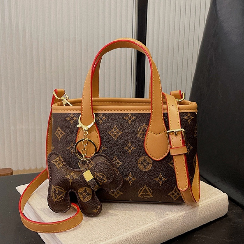 Luxury Bag 2025 Women's Small Monogram Tote Bag, Elegant Market Basket Purse, Versatile Shoulder and Crossbody Bag Free Shipping