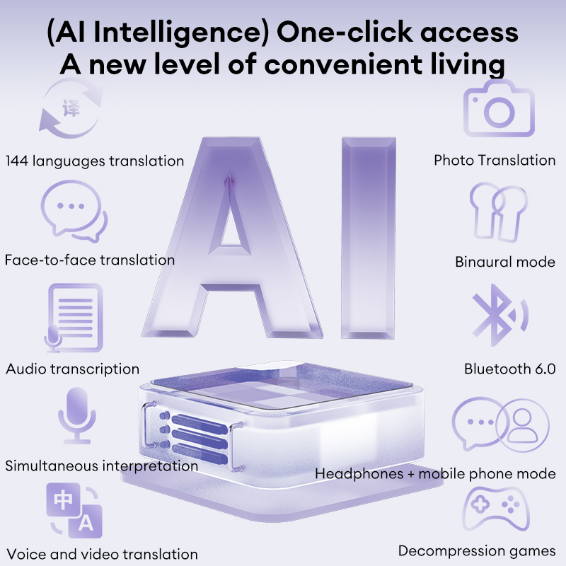 HYUNDAI AI Translator TWS Headphones HY-C19 LCD Touch Screen Wireless Bluetooth V6.0 Earphones Sport HD Stereo Sound Longlife Earbuds