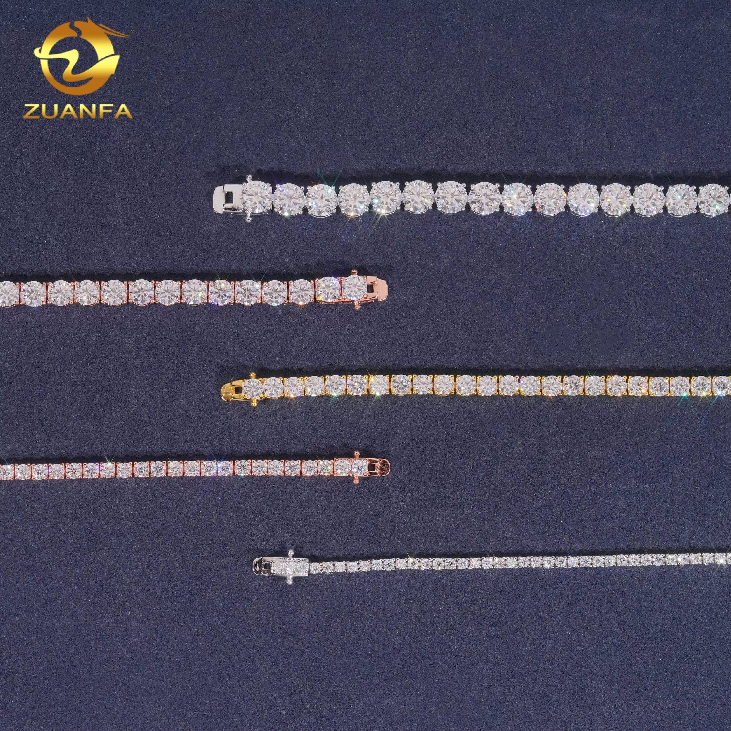 Luxury Hip Hop Fine Jewelry VVS Moissanite Diamond Sterling Silver 925 Fashion Tennis Chain Bracelet