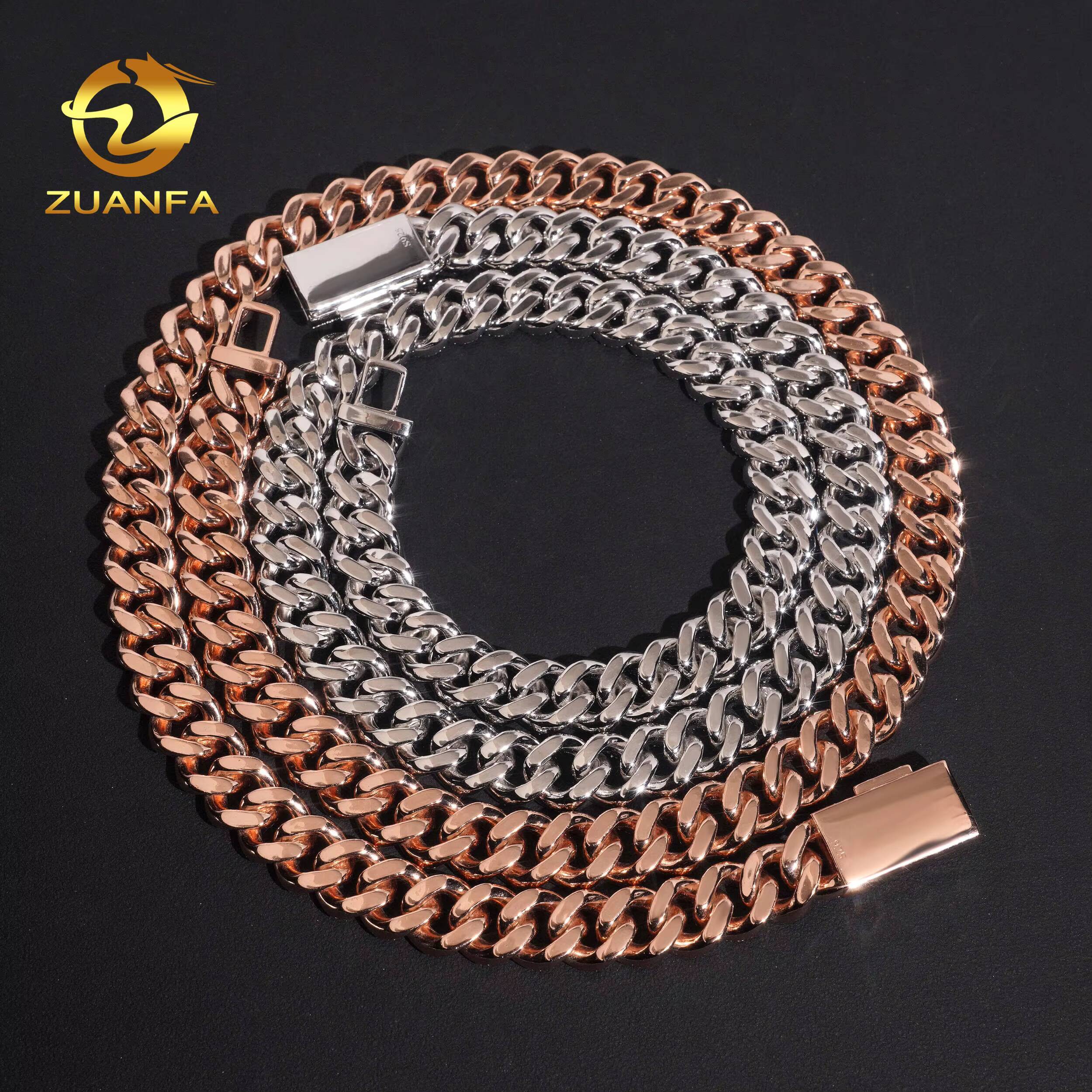 Hip Hop Jewelry 13mm 2 Rows Moissanite Cuban Link Chain 925 Silver Iced Out Moissanite Cuban Chain for Men