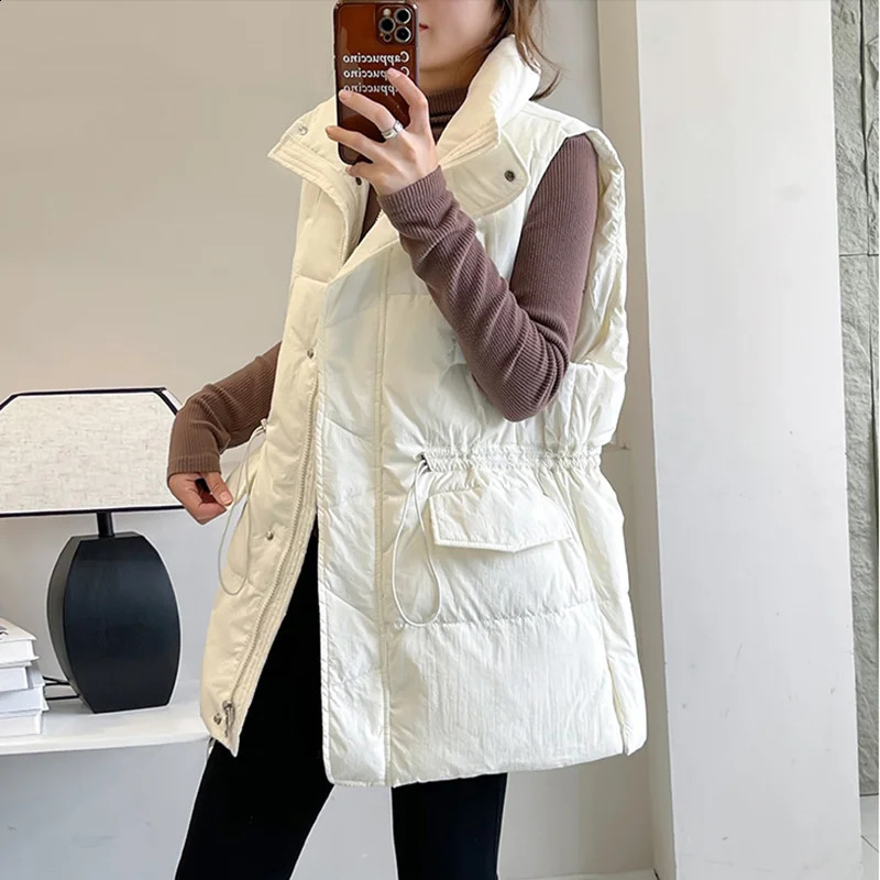 2025Winter Parkas Korean Style Student Waistcoat Womens Outer Wear Sleeveless Down Cotton Vest Jacket Loose Elegant Vest Female 251027