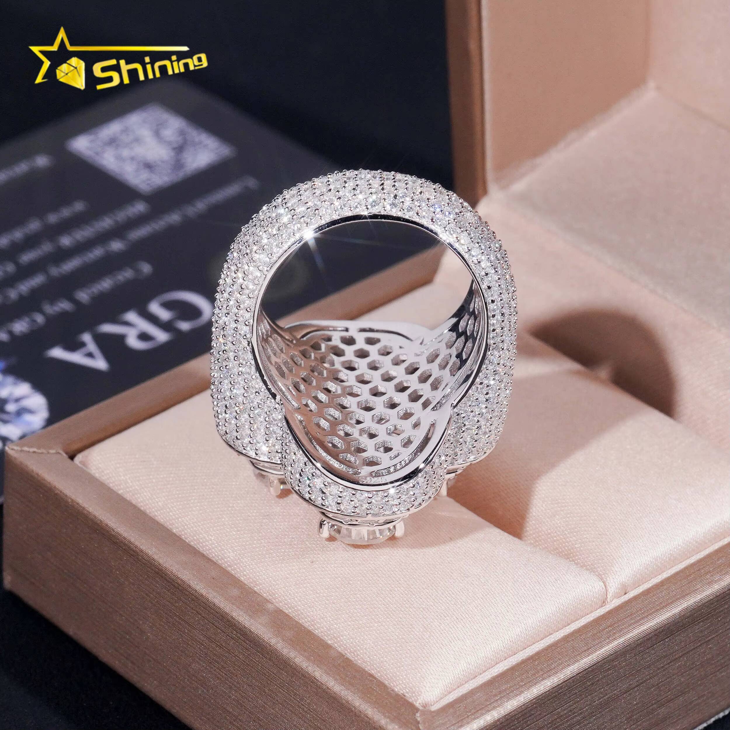 Hip Hop Luxury Cross Design Fancy Shape Iced Out 925 Silver Mens VVS Diamond Moissanite Ring