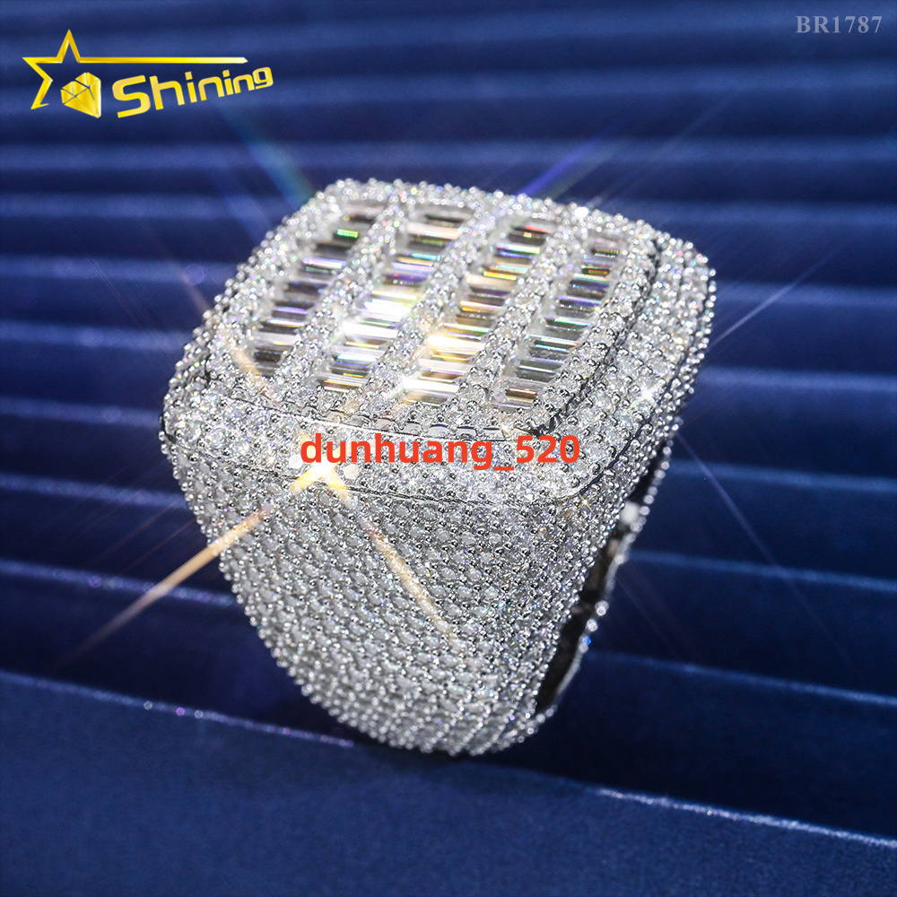Luxury Style Ready to Ship Lab Diamond Jewelry Custom Ring Silver 925 Vvs Moissanite Iced Out Hip Hop Jewelry Mens Ring