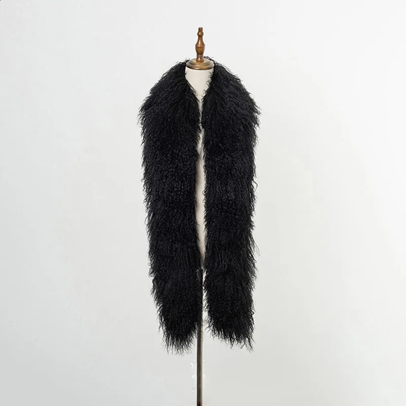 Women Winter Mongolia Fur Scarf Thick Female Fashion Warm Long Genuine Tibet Fur Scarves Fluffy Scarfs 251023