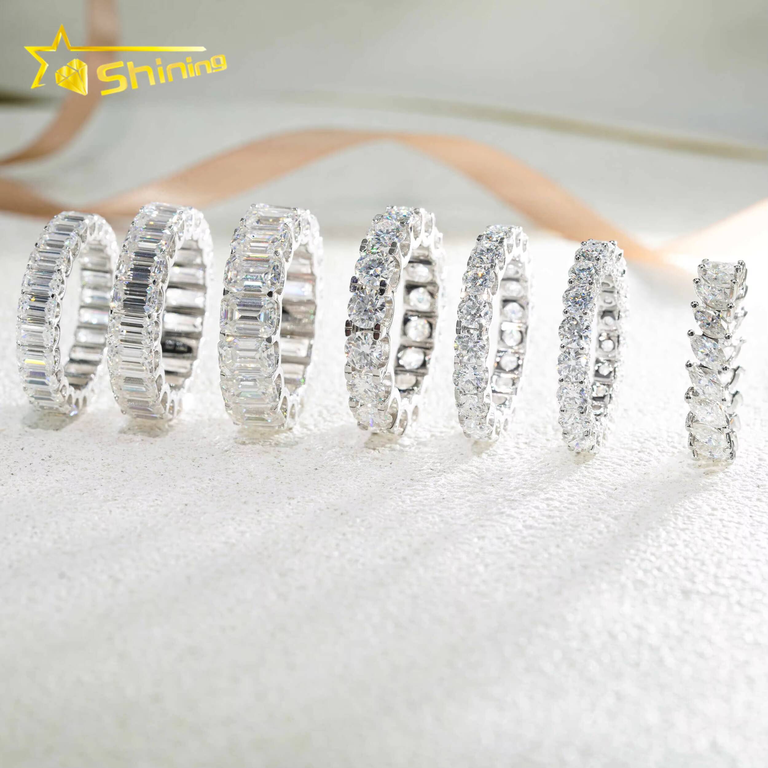 Wholesale Price 925 Sterling Silver Men Gold Engagement Ring Hip Hop Jewelry Vvs Moissanite Diamond Eternity Band Ring