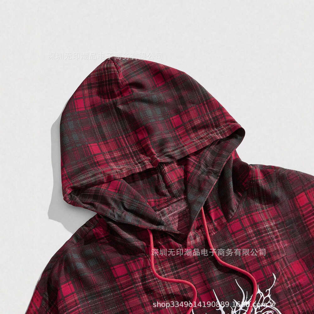 American Dark Unisex Fashion Striped Plaid Shirt Horror Style Winter 3D Pattern Hoodie